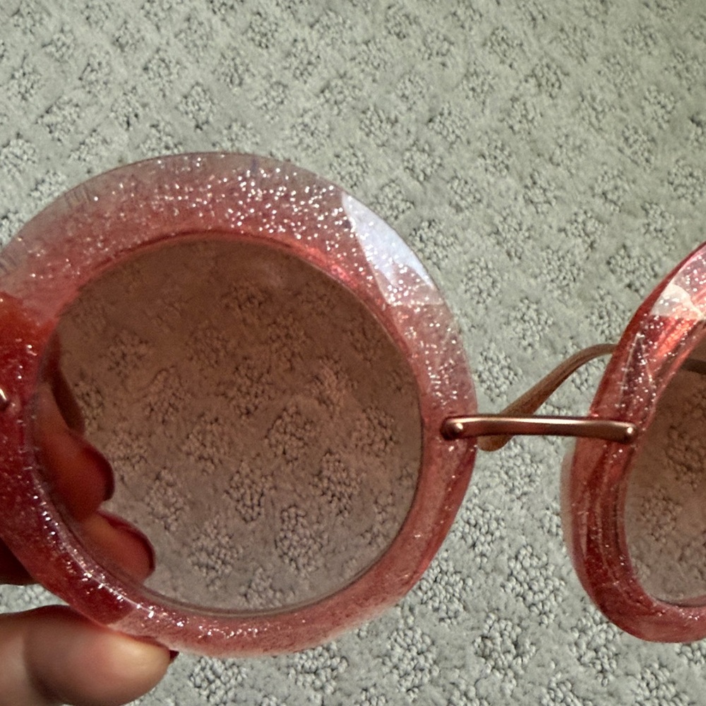 Dolce & Gabbana Round Glitter Pink Sunglasses - Picture 6 of 6